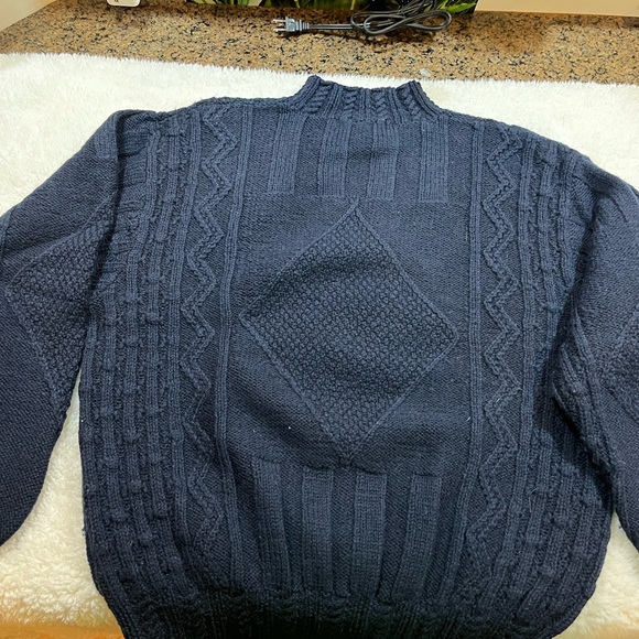 FACONNABLE Navy Blue 100% Wool Sweater Size Medium Unisex VINTAGE - Picture 2 of 7